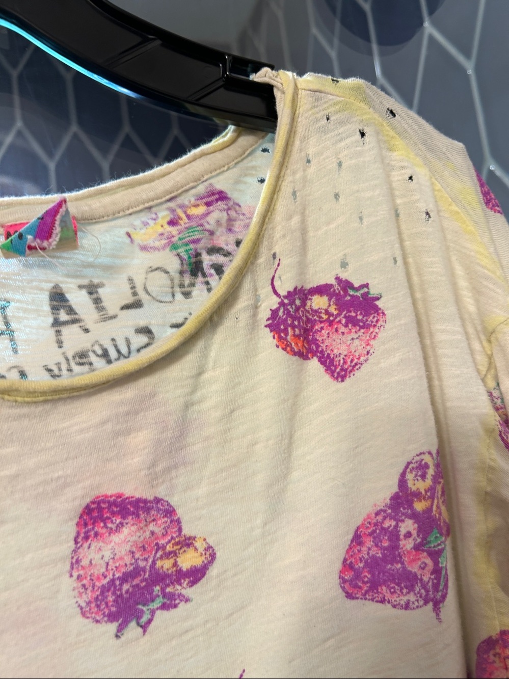 Magnolia Pearl Cream Long Sleeve Tee with Pink/Purple Strawberry Print - Picture 8 of 9